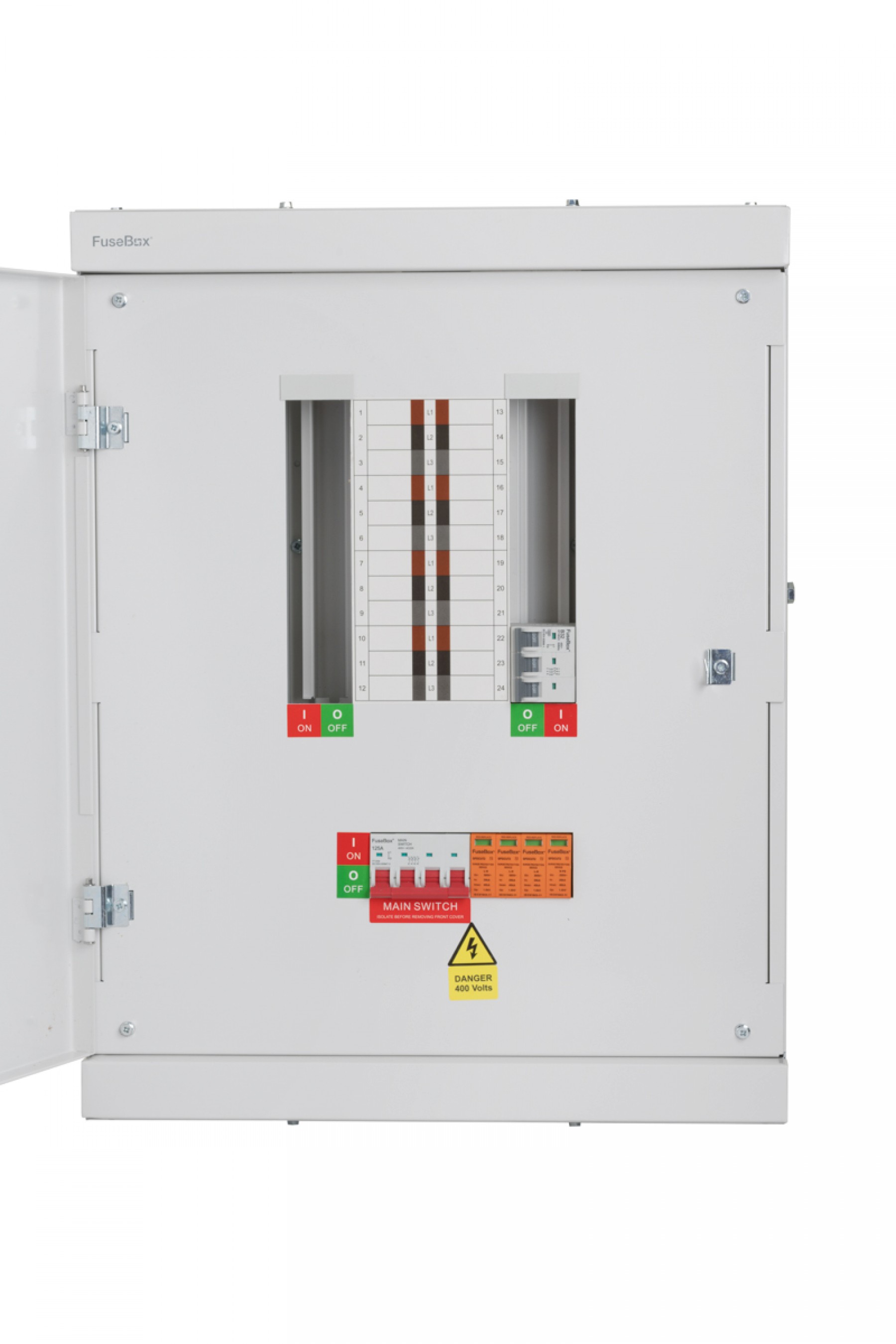 FuseBox TPN03FBX 3 Way 125A TPN Distribution Board with SPD
